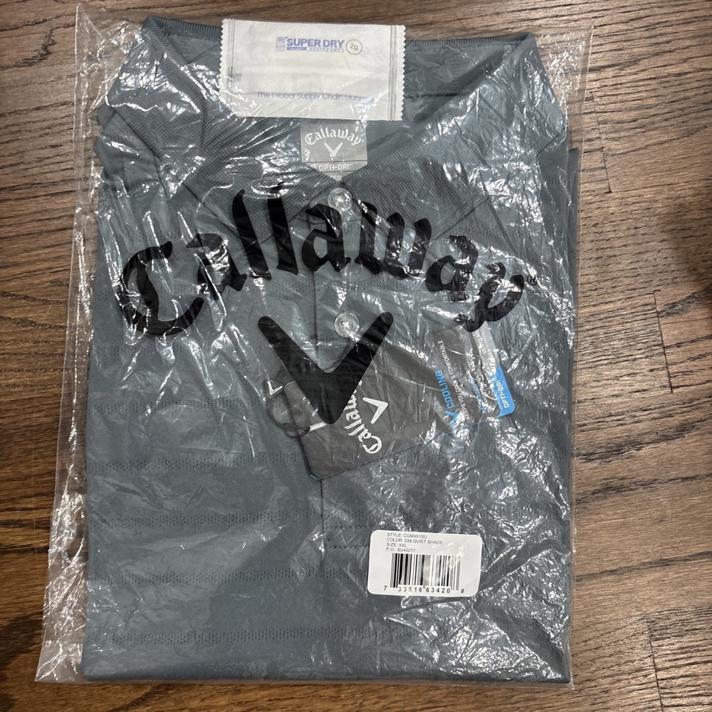 Callaway Opti Dri Golf Polo Mens XXL Gray Performance Stretch Shirt Embroidered